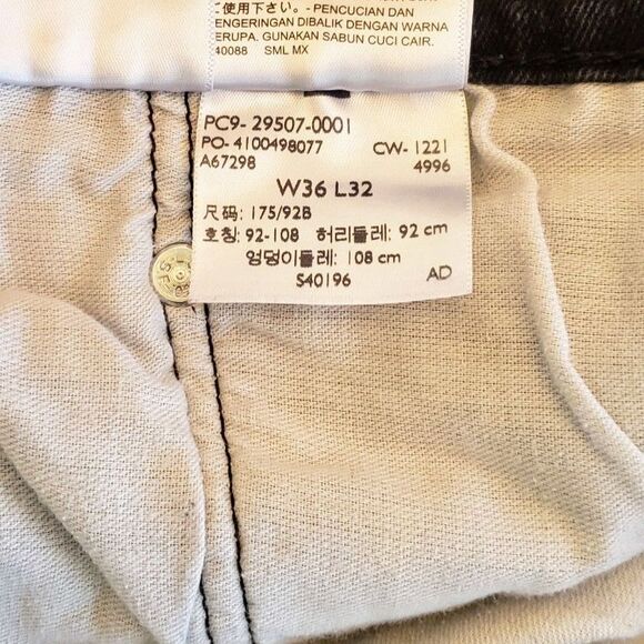 Levi's 502 Men Taper Stretch Jeans Black Size 36x32 - Picture 8 of 8